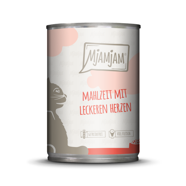 Mjamjam Katze Mahlzeit mit leckeren Herzen 400g
