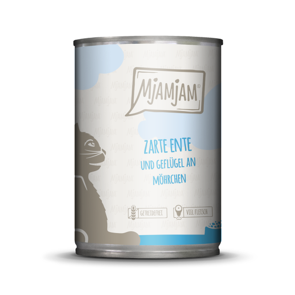 Mjamjam Katze zarte Ente und Geflügel an Möhrchen 400g