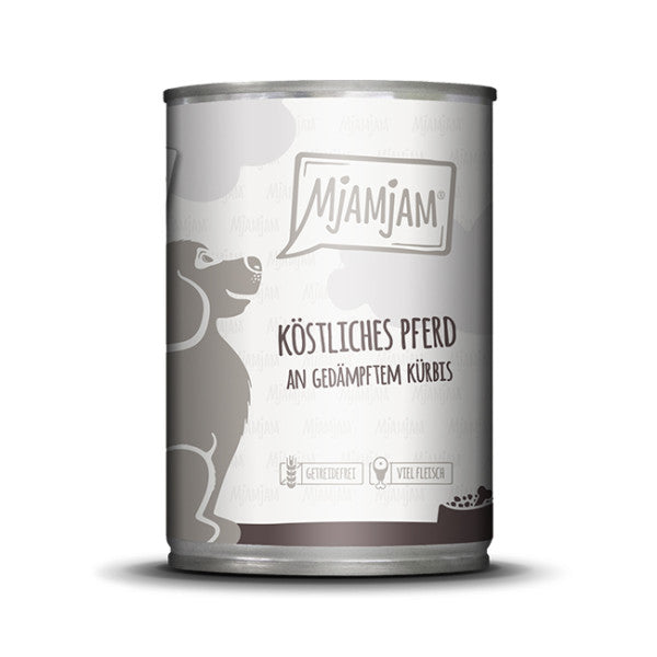 Mjamjam Hund Köstliches Pferd an gedämpften Kürbis