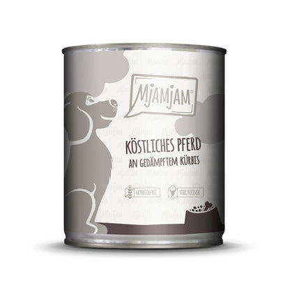 Mjamjam Hund Köstliches Pferd an gedämpften Kürbis