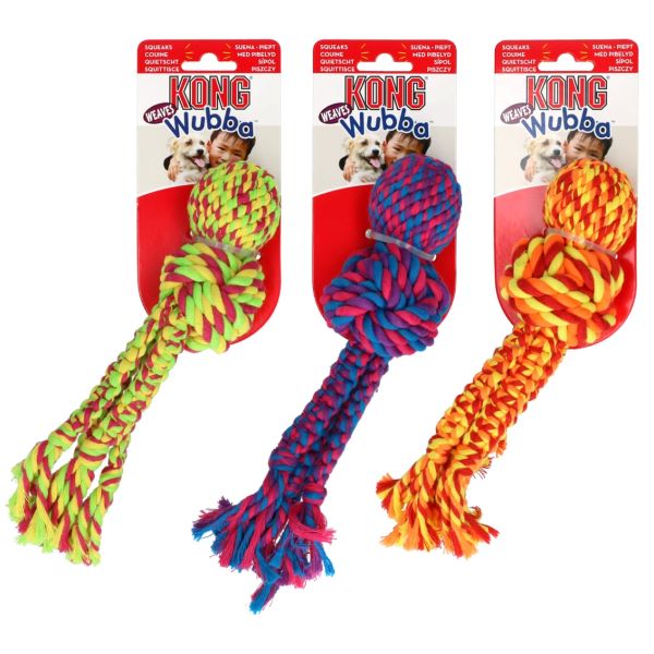 KONG Wubba Weaves S rot/gelb/grün