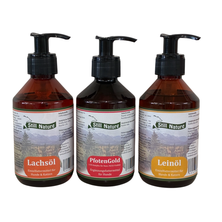 Öl Bundle Lachsöl, Leinöl, PfotenGold je 250 ml