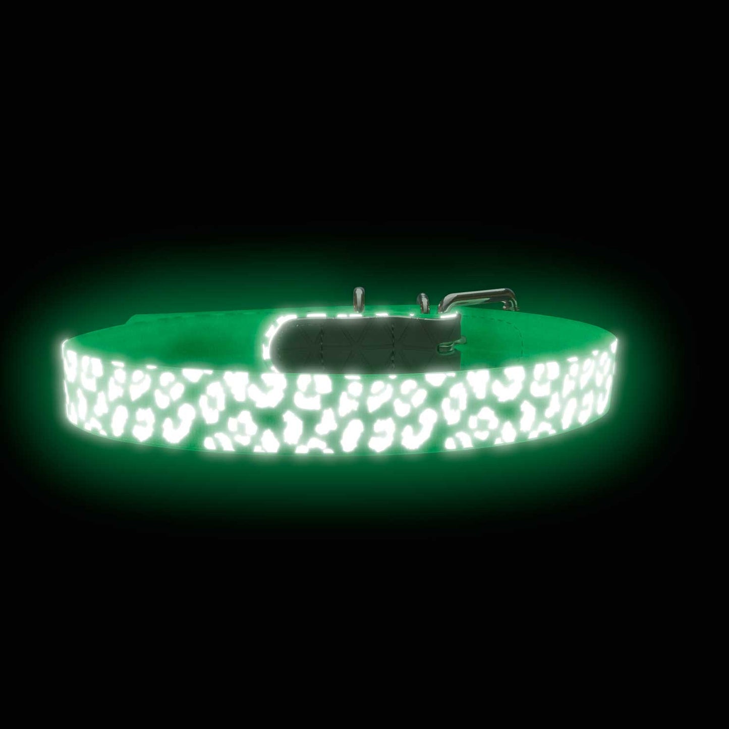 Halsband Convenience Reflect Glow S-M (45), weiß Leopardenmuster