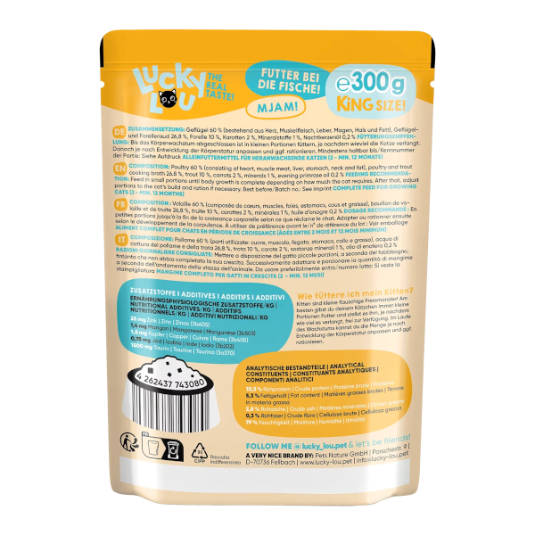 Lucky Lou Lifestage Kitten Geflügel & Forelle 300g