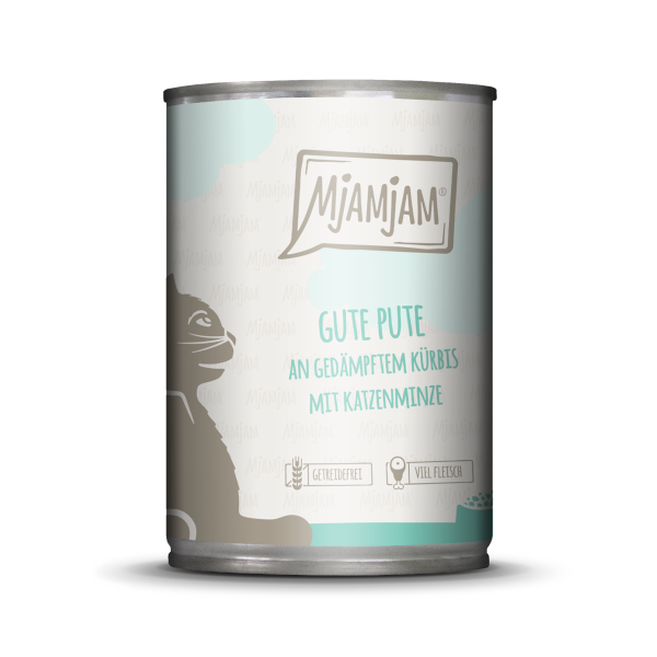 Mjamjam Katze Gute Pute an gedämpftem Kürbis 400g