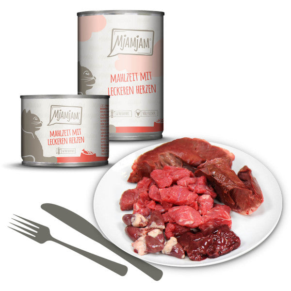 Mjamjam Katze Mahlzeit mit leckeren Herzen