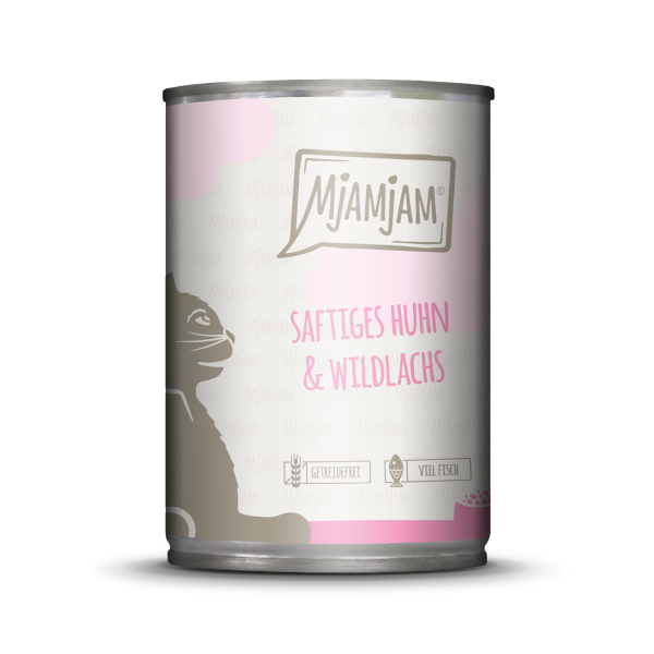 Mjamjam Katze Saftiges Huhn mit Wildlachs 400g