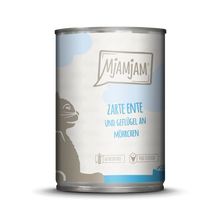 Mjamjam Katze zarte Ente und Geflügel an Möhrchen 400g